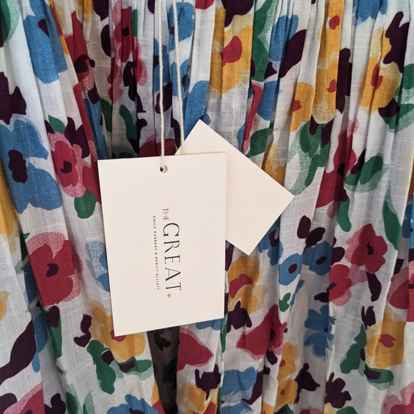 NEW THE GREAT The Dainty Dress Tropical Floral Midi Dress Size Large - Picture 10 of 12